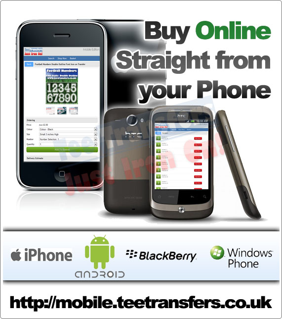 Order tshirt transfers using mobile phone