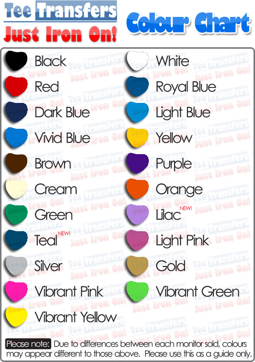 iron on transfer colours iron on transfer colours