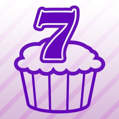 Number 7 Cupcake Iron on Transfer