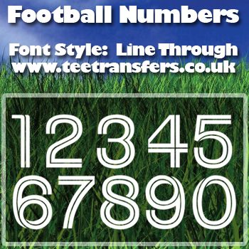 Single Football Numbers Line Through Font Iron on Transfer