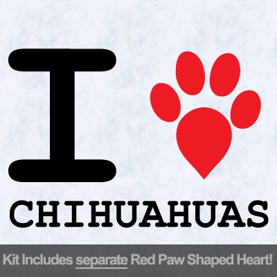 I Love Chihuahuas with Red Paw Heart Iron on Transfer